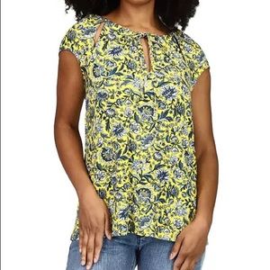 Micheal Michael Kors Floral-Print Cutout Drawstring Top